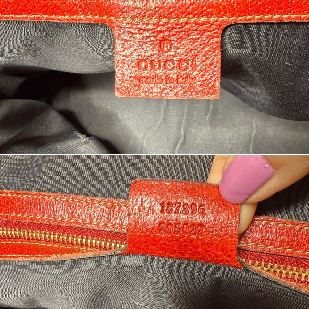 Authentic Gucci Sherry Line tote bag grey canvas red leather - Picture 11 of 16